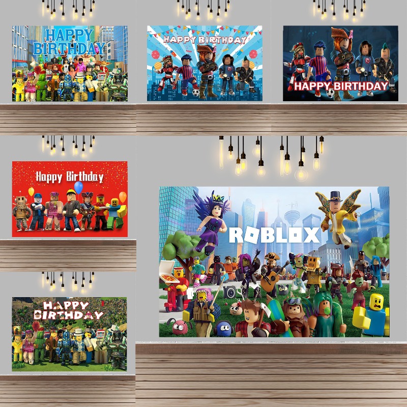Party Games In Roblox - Heiße ROBLOXS-Figur Spiel-Cartoon-Thema Fotografie-Hintergrundstoff für Männer