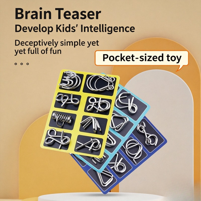 Party Games Kids And Adults - 8-teiliges Metall-Puzzle-Set, klassisches Denkspiel, ineinandergreifendes Entsperrspiel,