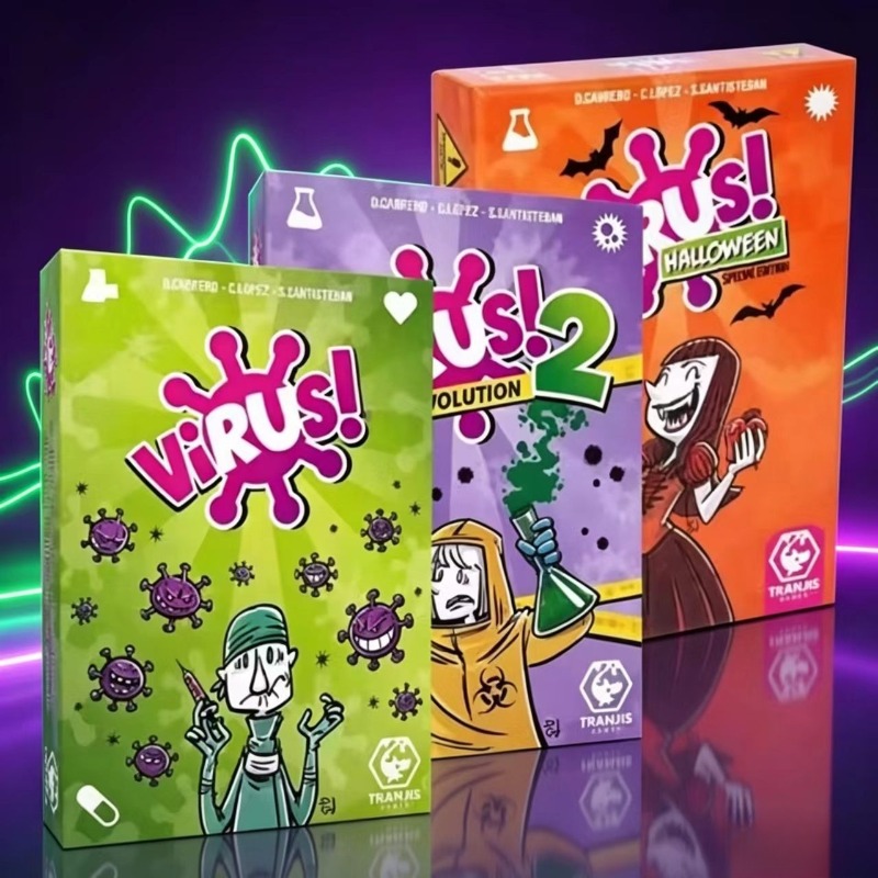 Party Games Youth - Familien-Strategie-Kartenspiel-Set Virus Serie 1&2 & Halloween