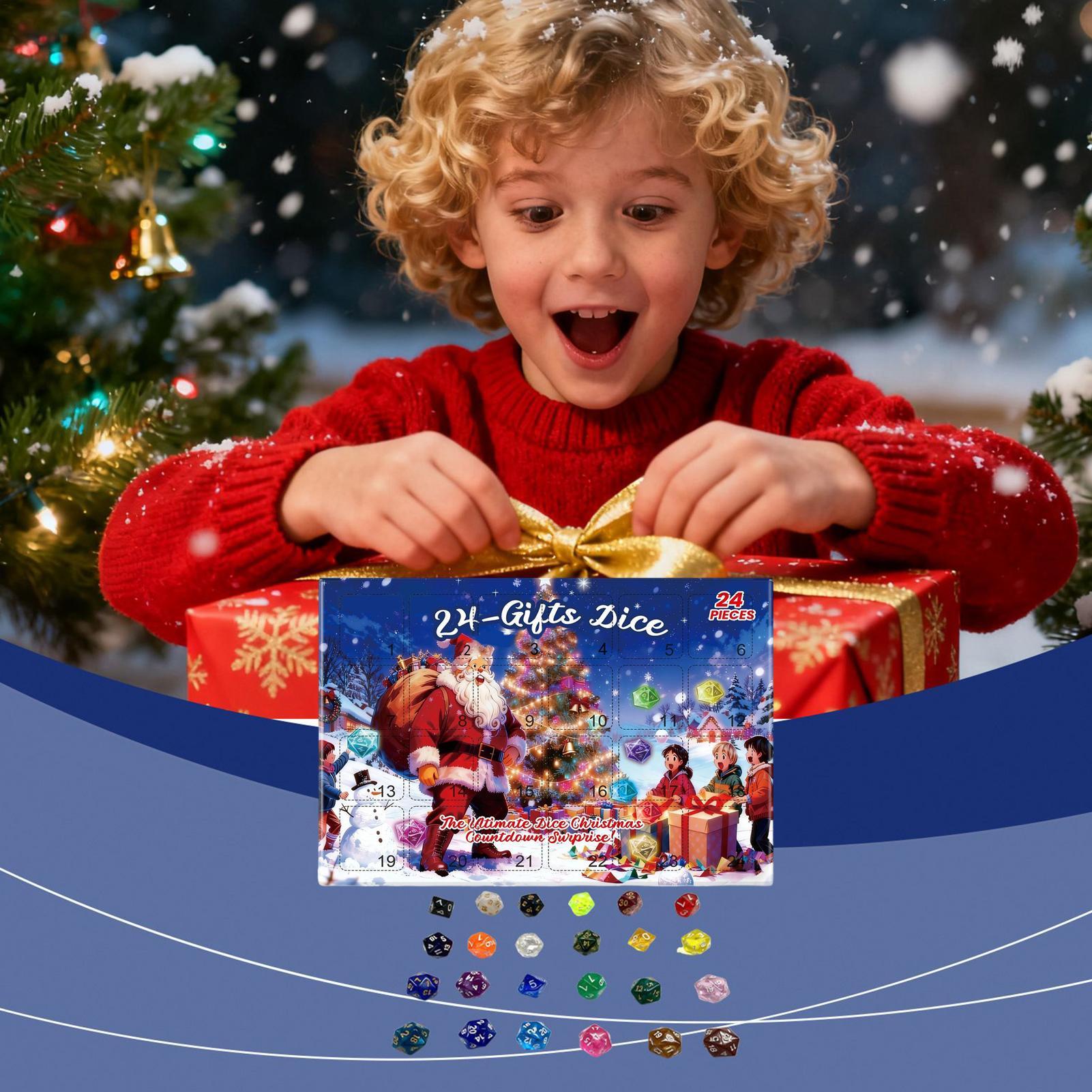 Party Games Youth - Weihnachtskalender, Countdown-Party-Spielzubehör, 24 Tage, 2025, Würfel-Set,