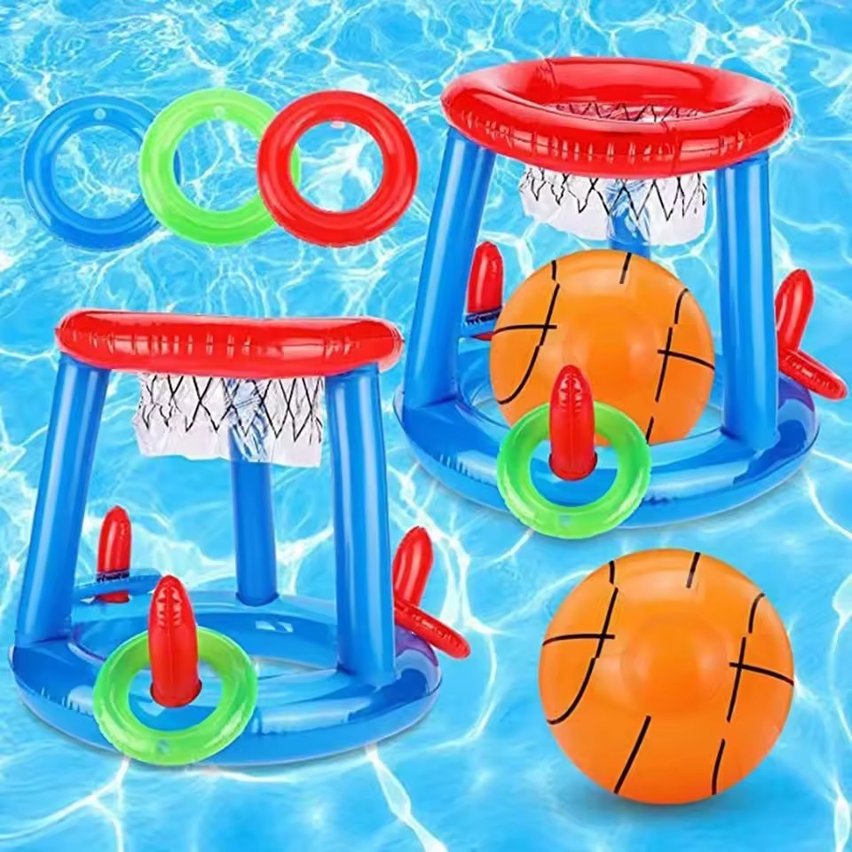 Ring Toss Outdoor - Aufblasbares schwimmendes Basketball- und Ringwurfspiel, interaktives