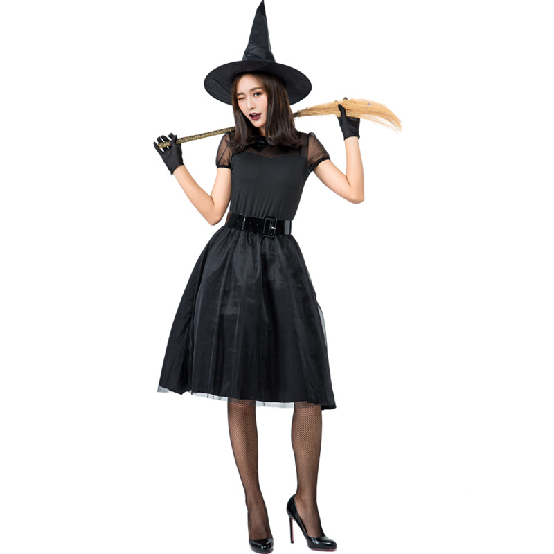 Party Games Simple - Japanisches Halloween-Kostüm mit schwarzem Schleier, Hexe,