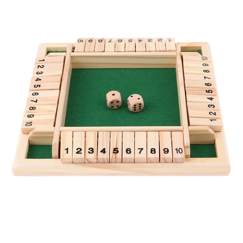 Party Games Adults Drinking - Deluxe vierseitiges 10-Zahlen-Brettspiel-Set „Shut The Box“,